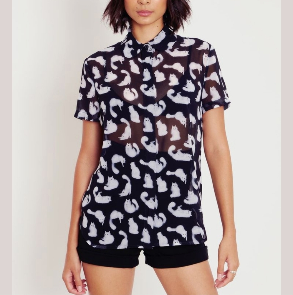 Ghost Kitties Cute As A Button Shirt